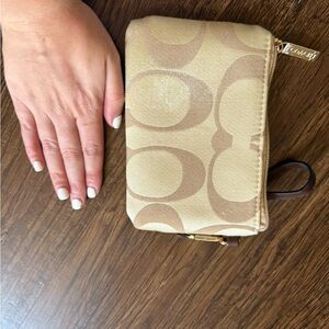 Coach Beige and Light Brown Wristlet